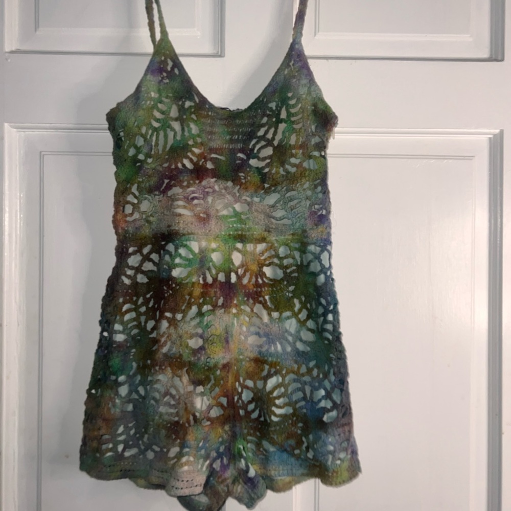 Zara Green and Blue Fitted Cut Out Jumpsuit